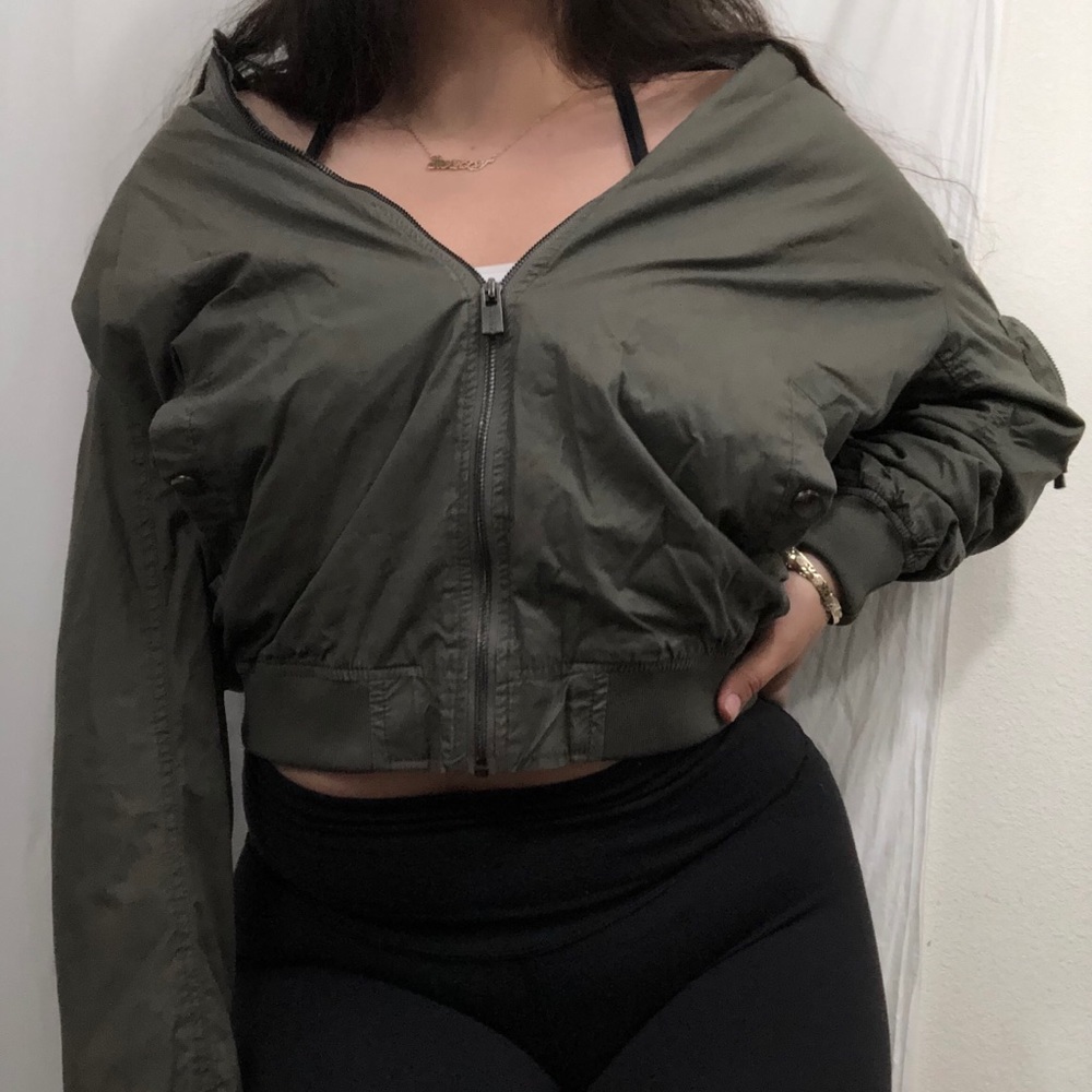 Army green bomber jacket